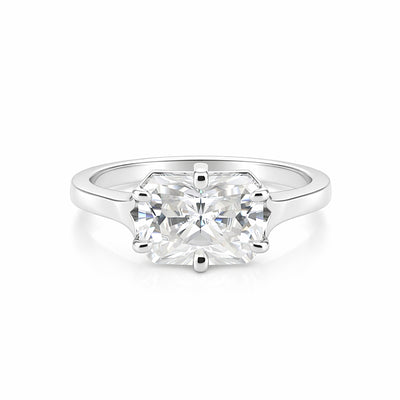3.10 Ct Radiant Cut Lab Grown Diamond Ring — VS1 Clarity, 18k Gold Vermeil