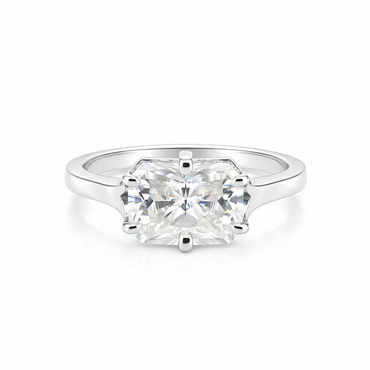 3.10 Ct Radiant Cut Lab Grown Diamond Ring — VS1 Clarity, 18k Gold Vermeil