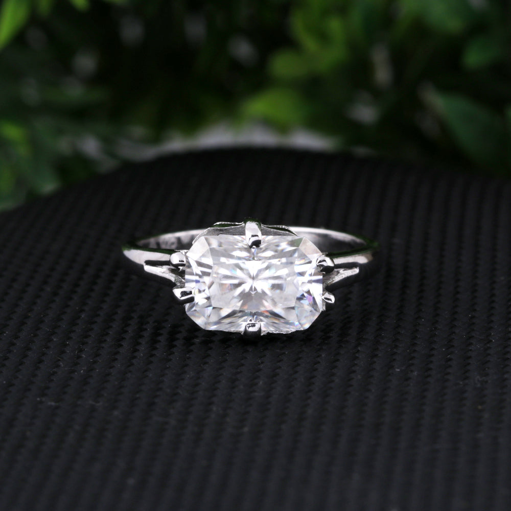3.10 Ct Radiant Cut Lab Grown Diamond Ring — VS1 Clarity, 18k Gold Vermeil