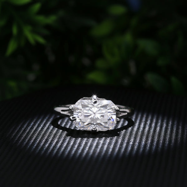 3.10 Ct Radiant Cut Lab Grown Diamond Ring — VS1 Clarity, 18k Gold Vermeil