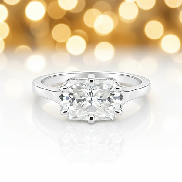 3.10 Ct Radiant Cut Lab Grown Diamond Ring — VS1 Clarity, 18k Gold Vermeil