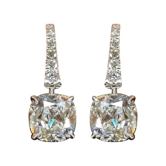4.00 Ct Certified White Moissanite Dangler Earrings In Gold Vermeil