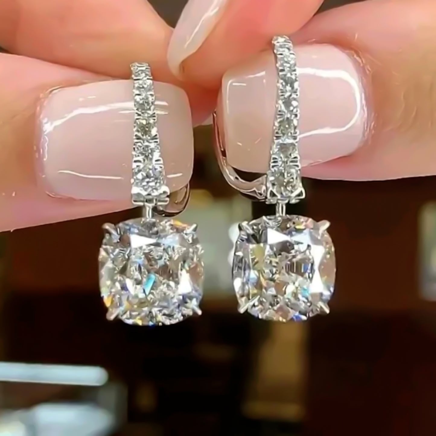 4.00 ct DEW Certified White Moissanite Dangler Earrings In Gold Vermeil