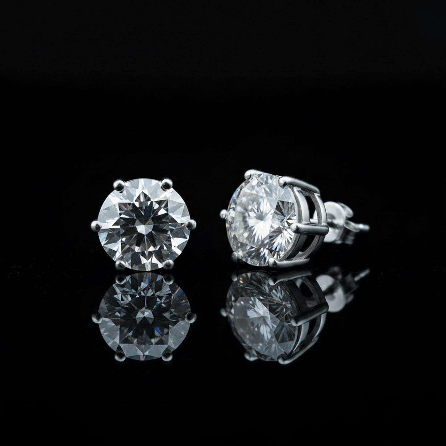 9.00 ct DEW Certified F VS1 White Moissanite Stud Earrings in Gold Vermeil