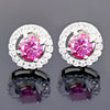 2.00 ct DEW Certified Pink Moissanite Solitaire Studs in Gold Vermeil For Wife