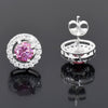 2.00 ct DEW Certified Pink Moissanite Solitaire Studs in Gold Vermeil For Wife