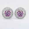 2.00 ct DEW Certified Pink Moissanite Solitaire Studs in Gold Vermeil For Wife