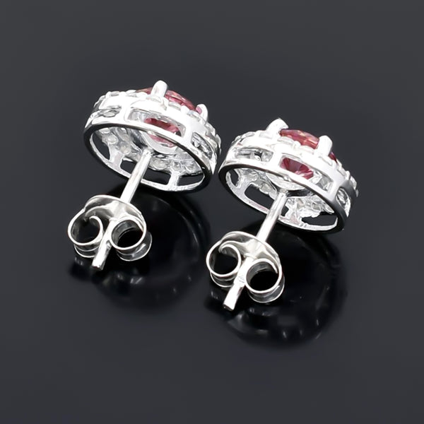 2.00 ct DEW Certified Pink Moissanite Solitaire Studs in Gold Vermeil For Wife