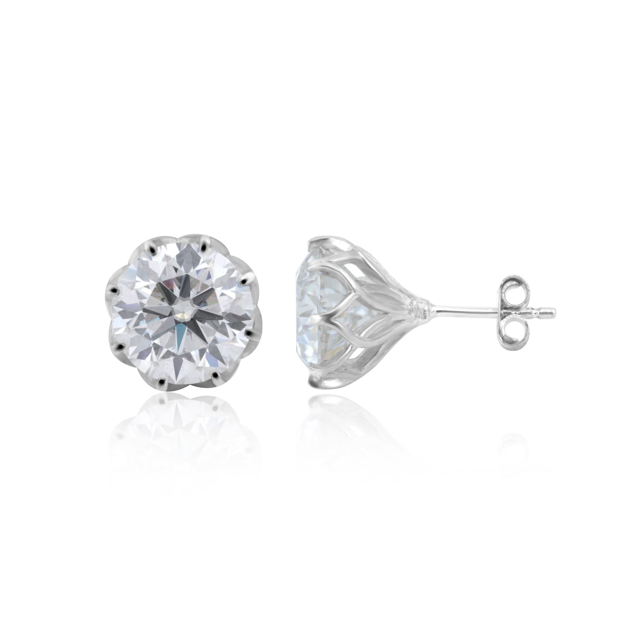 12 Ct Certified F VS1 Moissanite Earrings In Vermeil 925 Silver For Women