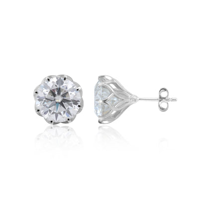 12 Ct Certified F VS1 Moissanite Earrings In Vermeil 925 Silver For Women