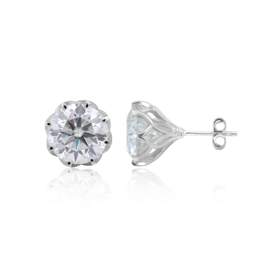 12 Ct Certified F VS1 Moissanite Earrings In Vermeil 925 Silver For Women