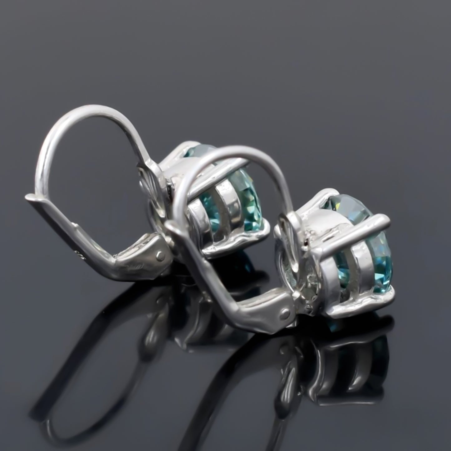 3.00 Cts Certified Blue Moissanite Dangler Earrings in Gold Vermeil