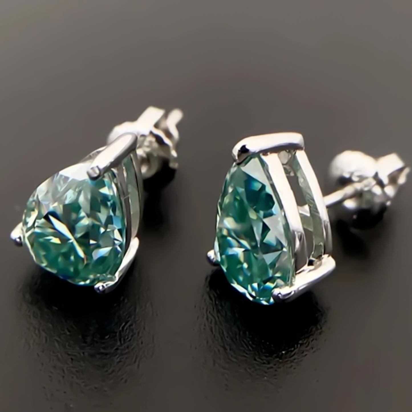 6.00 ct DEW Certified Blue Moissanite Stud Earrings in Gold Vermeil For Love