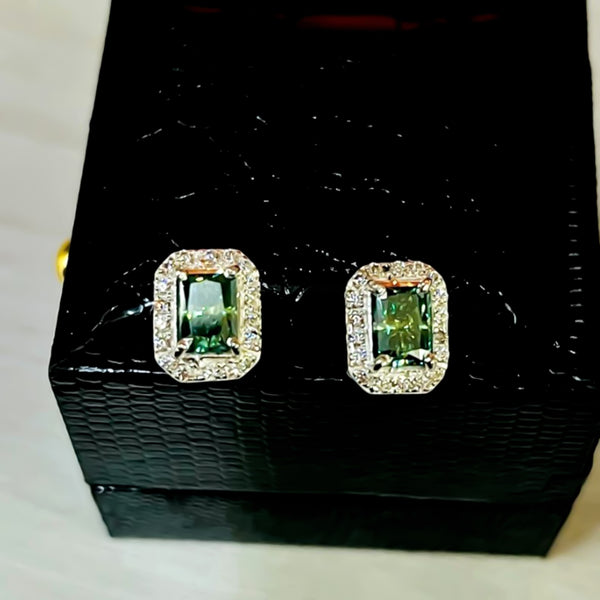 2.00 Cts Certified Blue Moissanite Stud Earrings in Gold Vermeil For Gift