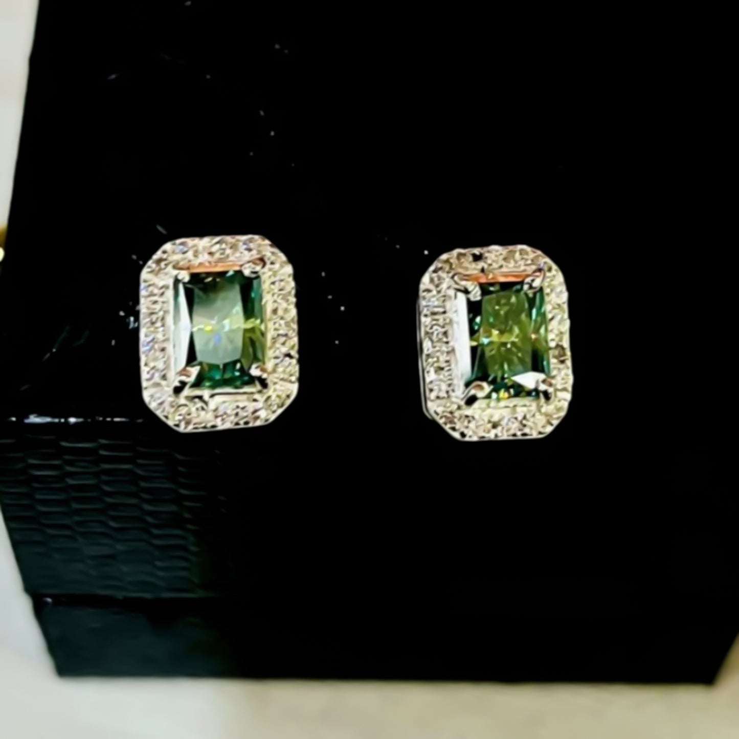 2.00 Cts Certified Blue Moissanite Stud Earrings in Gold Vermeil For Gift