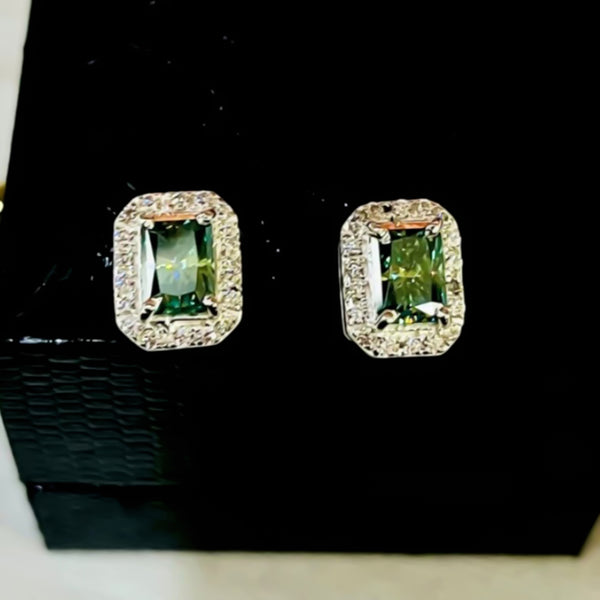 2.00 Cts Certified Blue Moissanite Stud Earrings in Gold Vermeil For Gift
