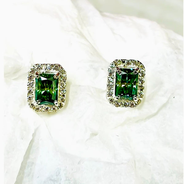 2.00 Cts Certified Blue Moissanite Stud Earrings in Gold Vermeil For Gift