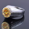 5.15 Ct Champagne Moissanite Round Solitaire Ring - 925 Sterling Silver Gold Vermeil