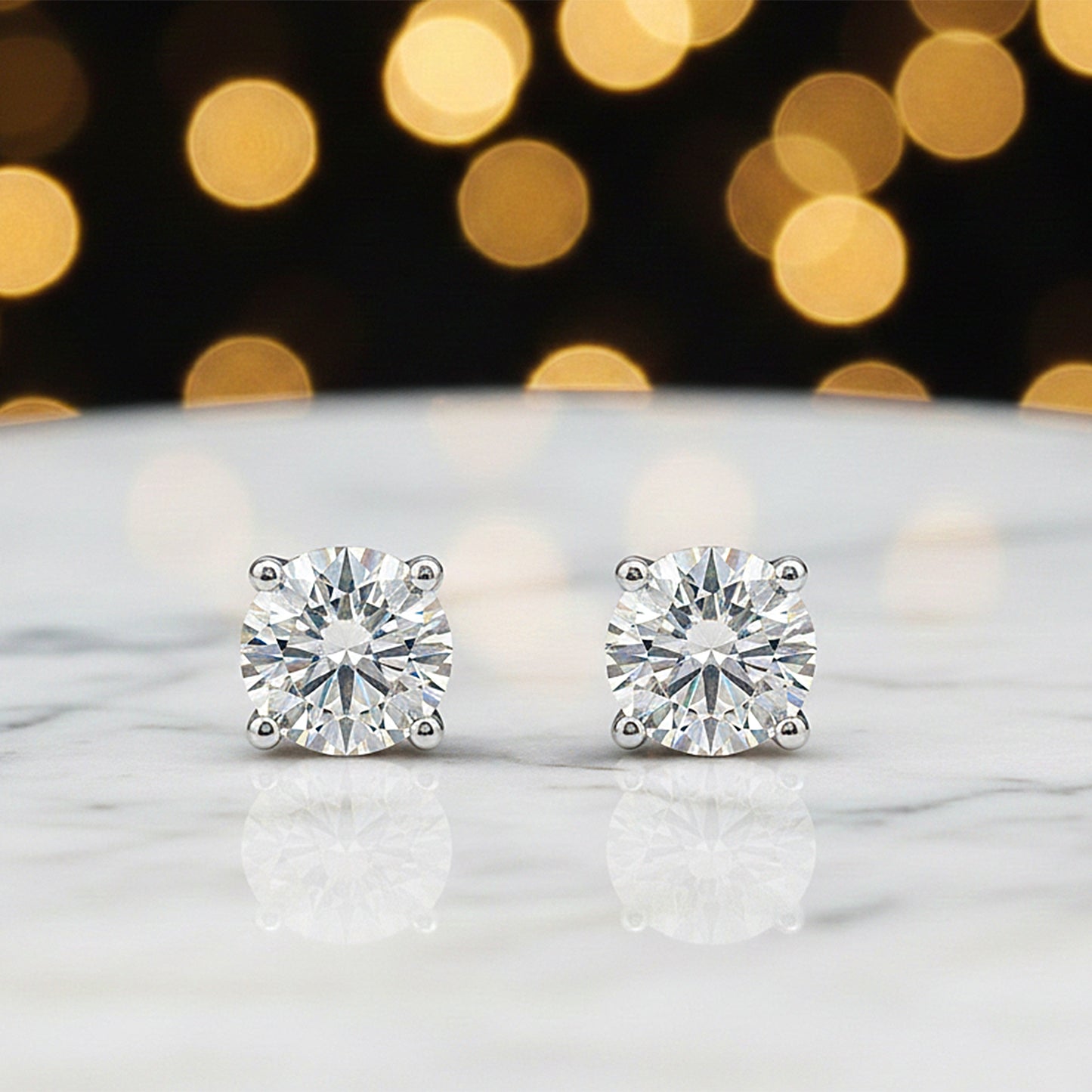 5.00 ct DEW Certified White Moissanite Stud Earrings in Gold Vermeil For Friend