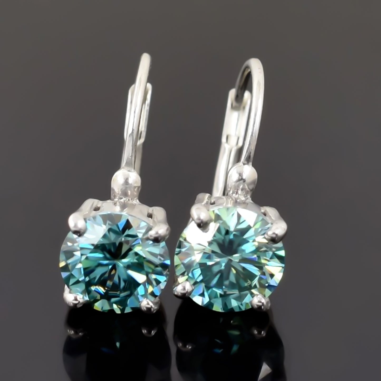 3.00 ct DEW Certified Blue Moissanite Dangler Earrings in Gold Vermeil For Love