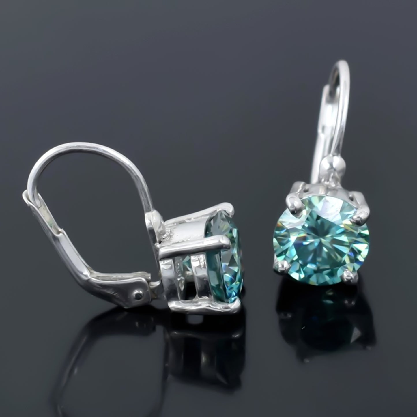 3.00 ct DEW Certified Blue Moissanite Dangler Earrings in Gold Vermeil For Love