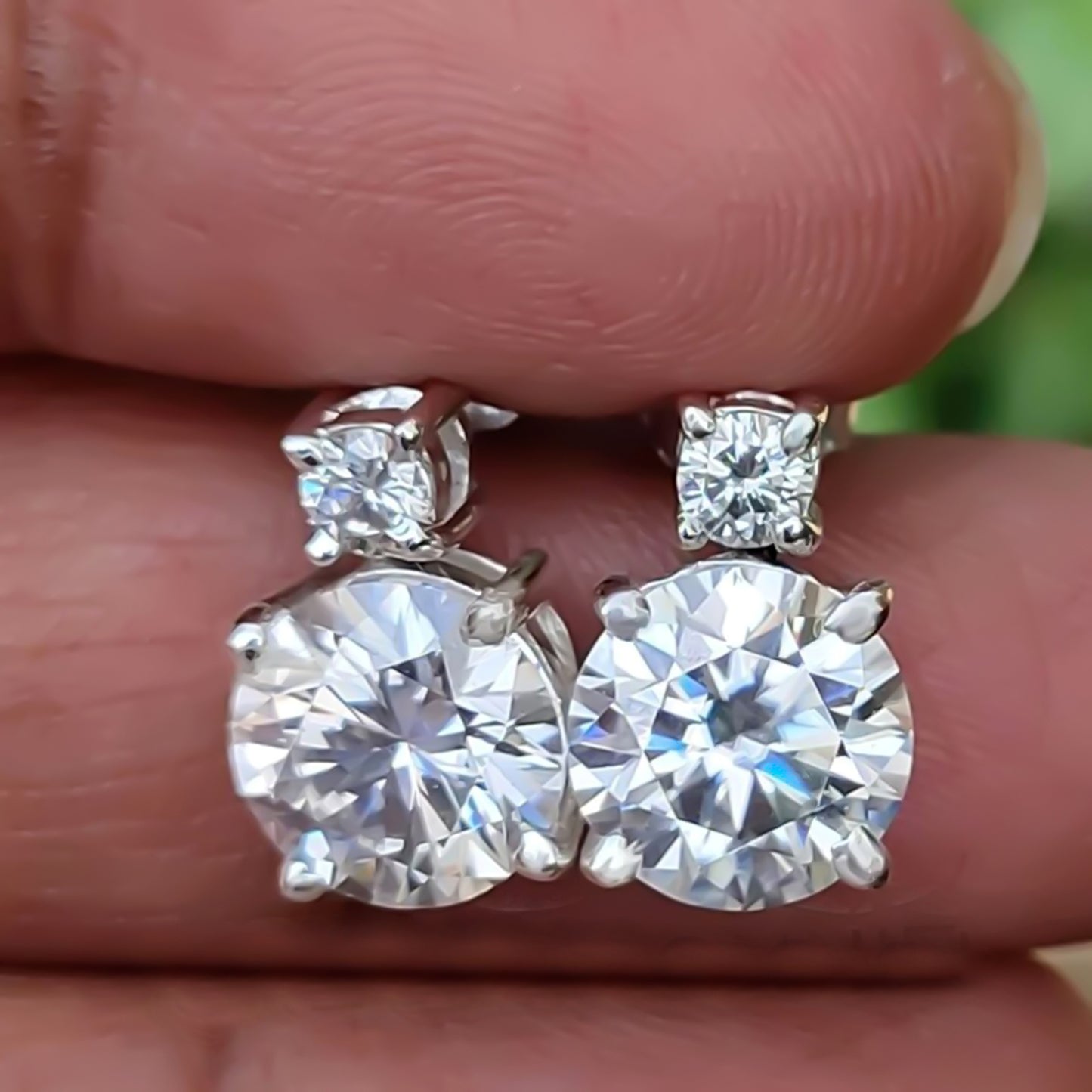 5.50 Ct Certified F VS1 White Moissanite Stud Earrings in Gold Vermeil Jewelry