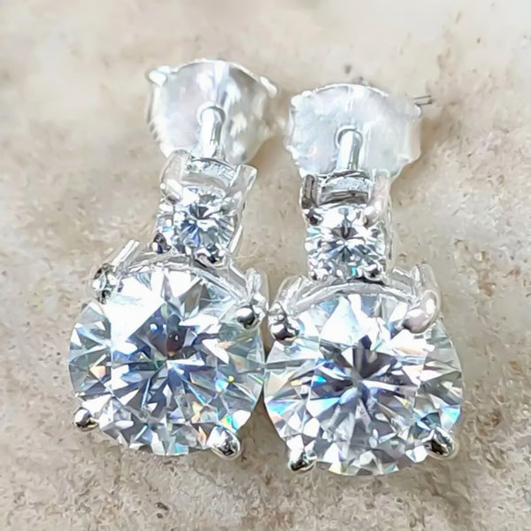 5.50 Ct Certified F VS1 White Moissanite Stud Earrings in Gold Vermeil Jewelry