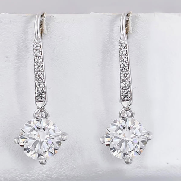 8.00 ct DEW Certified White Moissanite Dangler Earrings in Gold Vermeil For Women