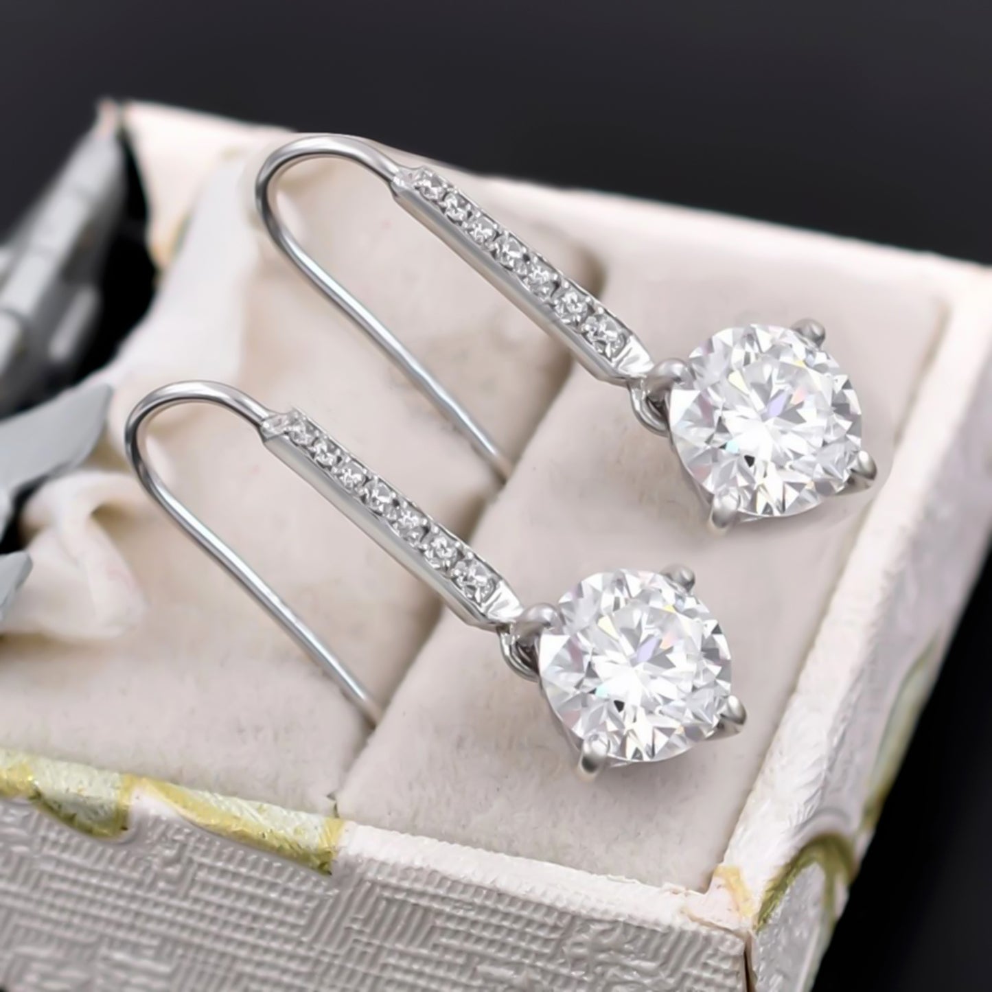 8.00 ct DEW Certified White Moissanite Dangler Earrings in Gold Vermeil For Women