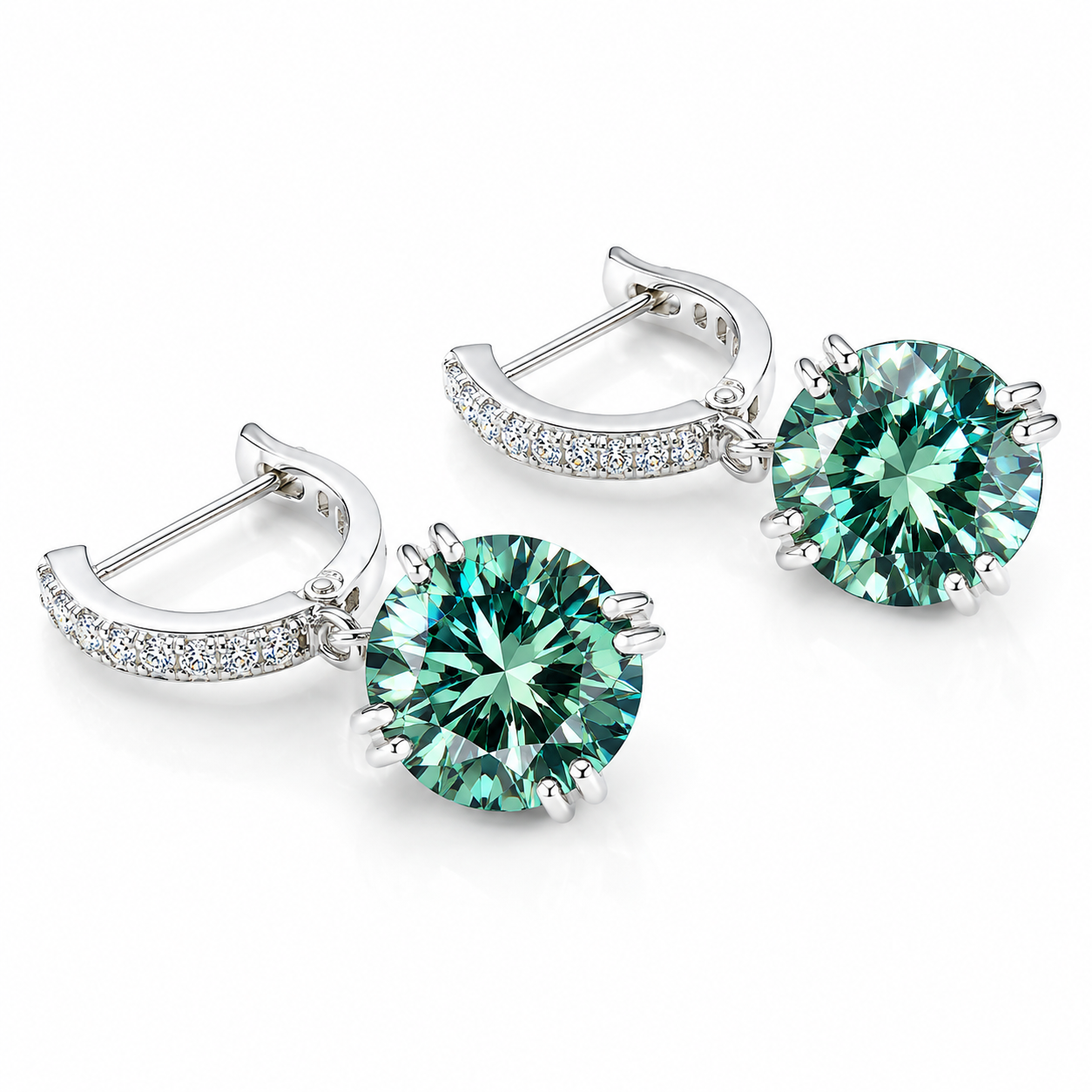 15 ct DEW Certified Blue Moissanite Dangler Earrings Gold Vermeil For Birthday