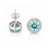 2.00 ct DEW Certified Blue Moissanite Solitaire Studs in Gold Vermeil For Gift