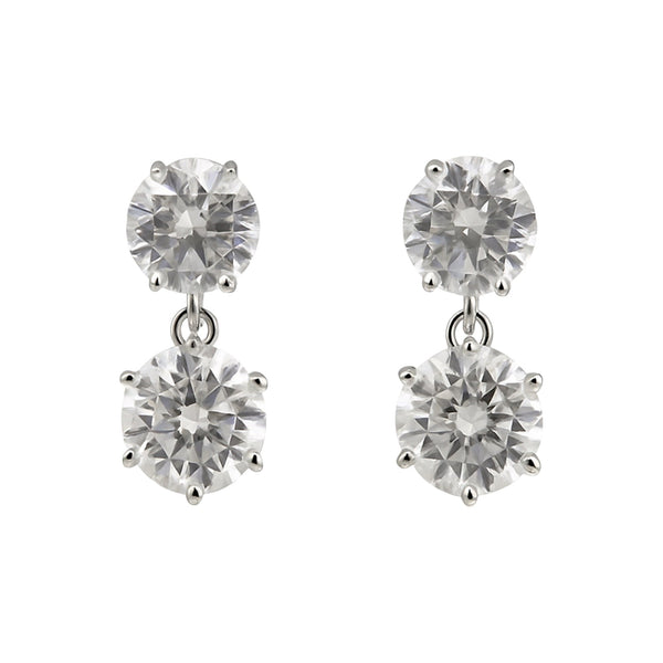 Round Moissanite Double Drop Stud Earrings 18K Gold Plated Gift for Women Wife Anniversary Birthday