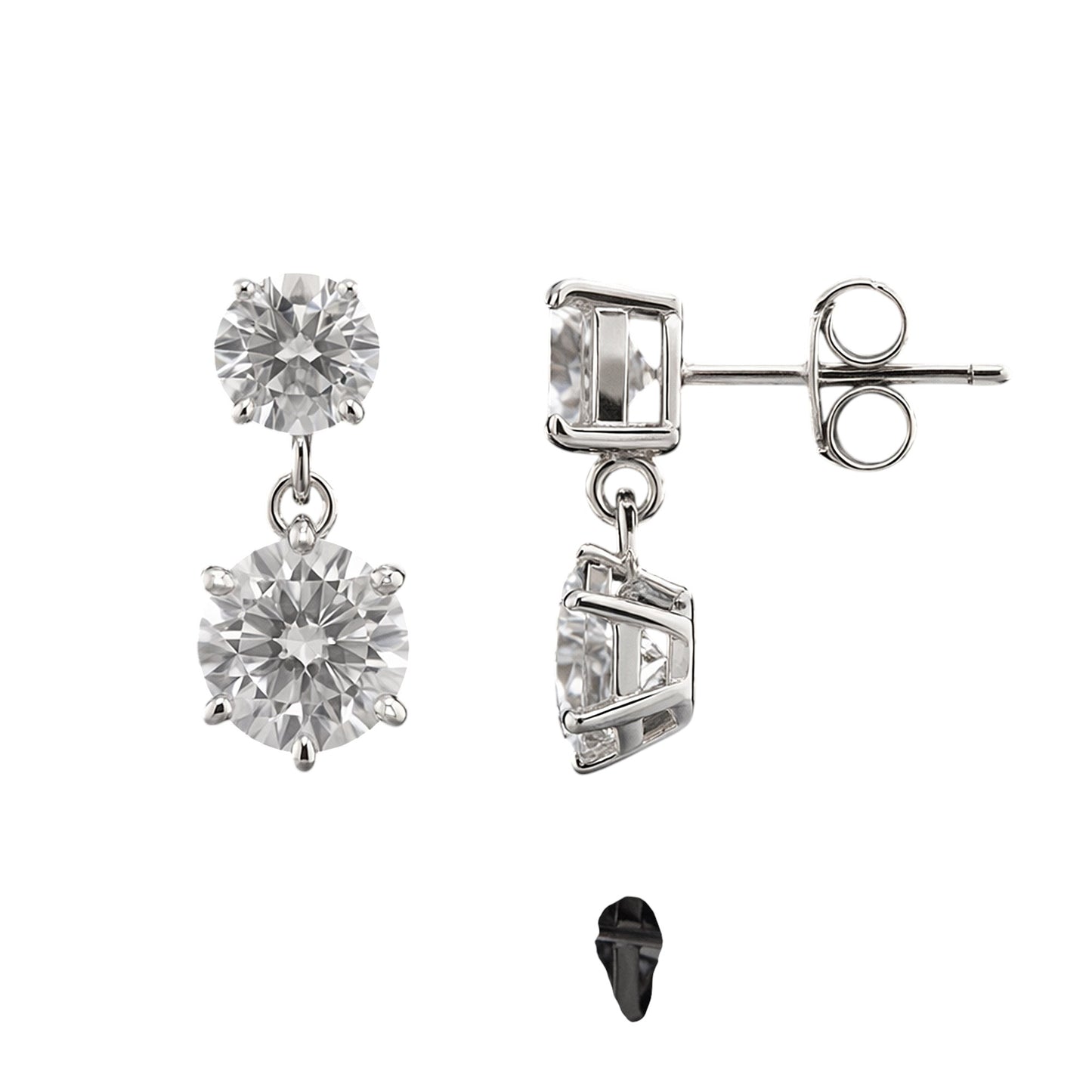 Round Moissanite Double Drop Stud Earrings 18K Gold Plated Gift for Women Wife Anniversary Birthday