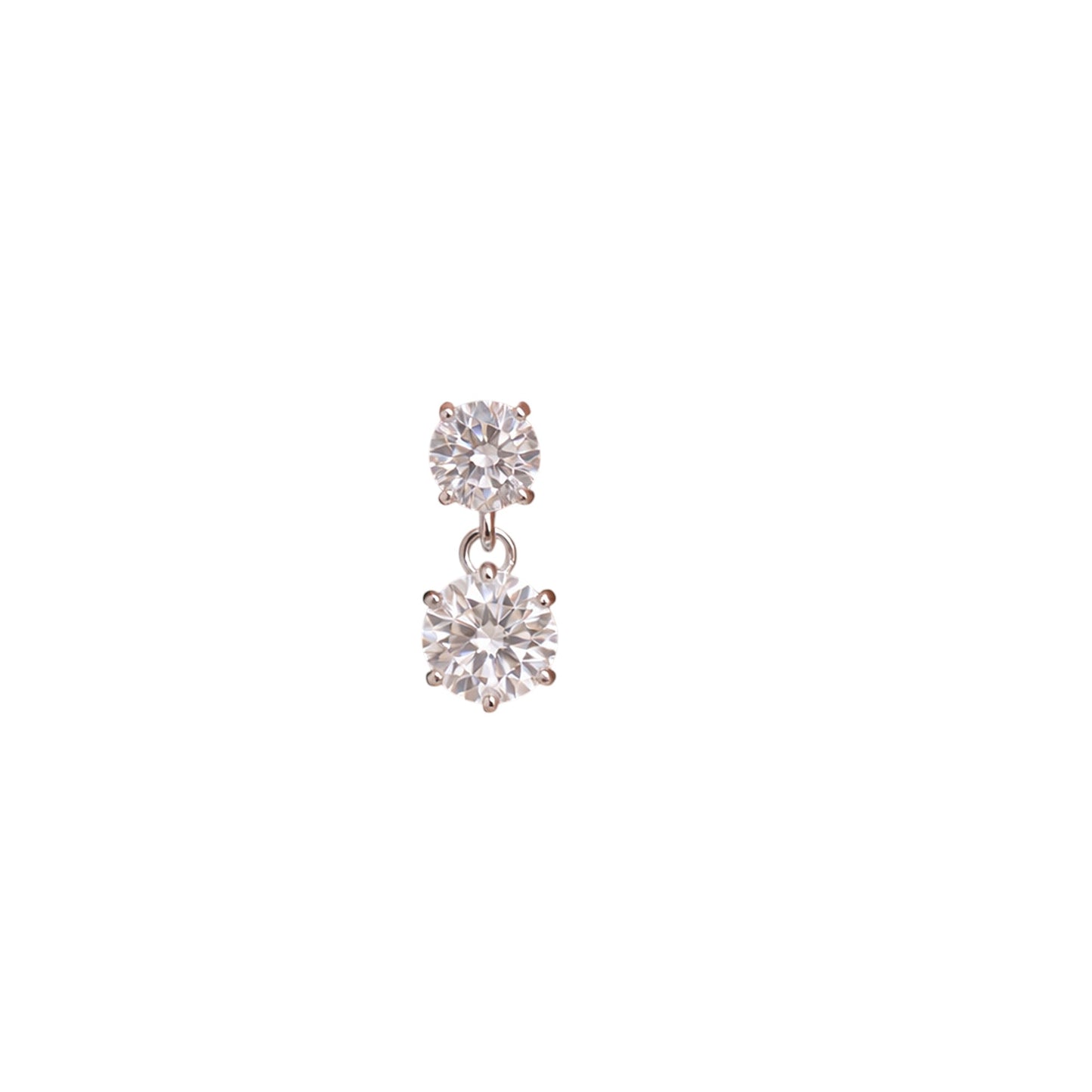 Round Moissanite Double Drop Stud Earrings 18K Gold Plated Gift for Women Wife Anniversary Birthday