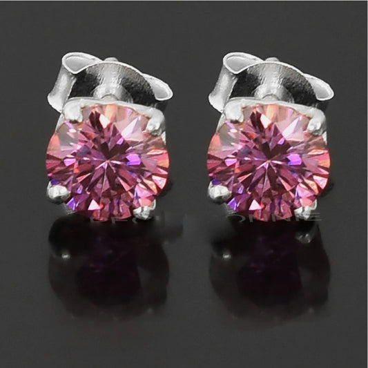 Certified 5.60Ct White & Pink Moissanite Dangler Earrings In Gold Vermeil