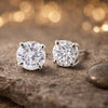 4.20 Ct Round Cut Lab Grown Diamond Stud Earrings — VS1 Clarity, 18k Gold Vermeil