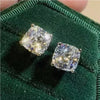 4 ct DEW Certified Cushion Cut Moissanite Solitaire Studs In Stering Gold Vermeil