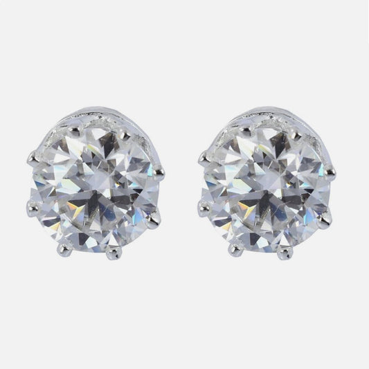 5.00 Ct Certified Round Cut White Moissanite Solitaire Studs Gold Vermeil - GEMHUB & CO.
