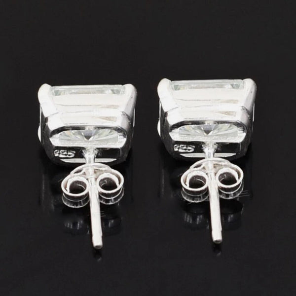 6 ct DEW Certified Radiant Cut White Moissanite Solitaire Studs In Gold Vermeil