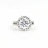 9.8 ct DEW White Moissanite Round Solitaire Ring - 18K Gold Vermeil on 925 Sterling Silver