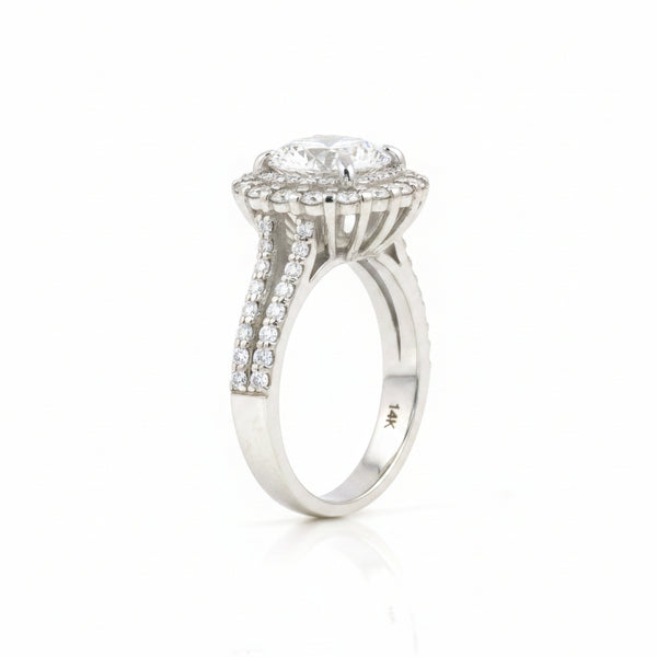 9.8 ct DEW White Moissanite Round Solitaire Ring - 18K Gold Vermeil on 925 Sterling Silver