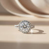 9.8 ct DEW White Moissanite Round Solitaire Ring - 18K Gold Vermeil on 925 Sterling Silver