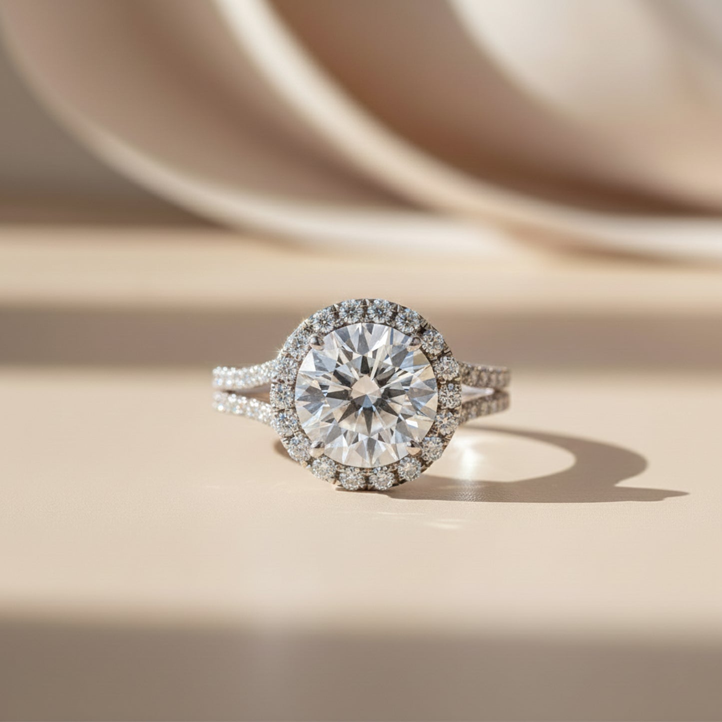 9.8 ct DEW White Moissanite Round Solitaire Ring - 18K Gold Vermeil on 925 Sterling Silver