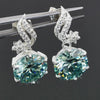 Certified 15 Ct Blue Moissanite Solitaire Round Cut Earring In Gold Vermeil - GEMHUB & CO.
