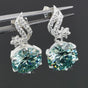 Certified 15 Ct Blue Moissanite Solitaire Round Cut Earring In Gold Vermeil