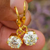4.00 Ct Certified White Moissanite Round Cut Earrings In Gold Vermeil