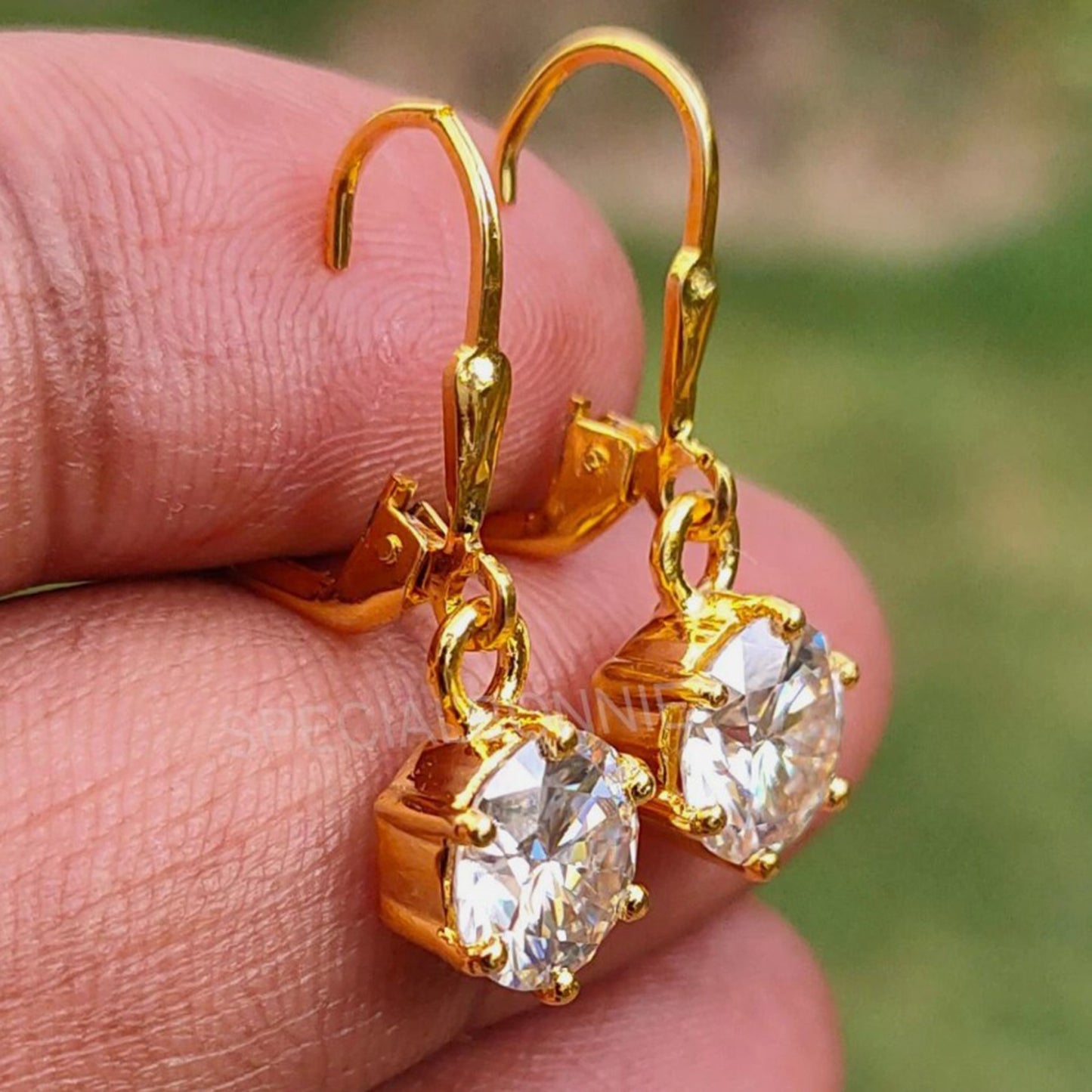 4.00 Ct Certified White Moissanite Round Cut Earrings In Gold Vermeil