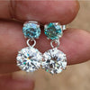 5.50 Ct Certified Blue & White Moissanite Round Cut Earrings In Gold Vermeil - GEMHUB & CO.