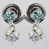 5.50 Ct Certified Blue & White Moissanite Round Cut Earrings In Gold Vermeil