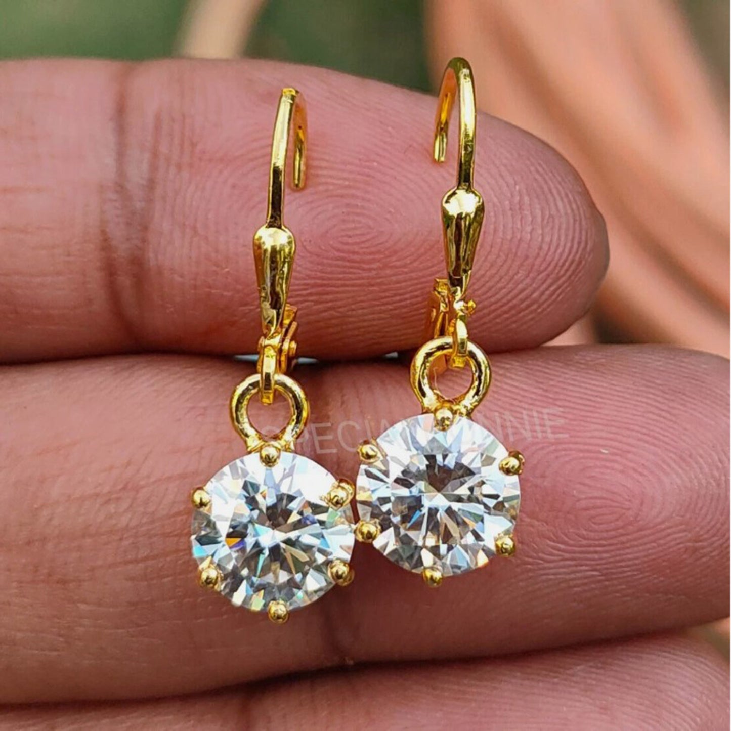 4.00 Ct Certified White Moissanite Round Cut Earrings In Gold Vermeil Jewelry